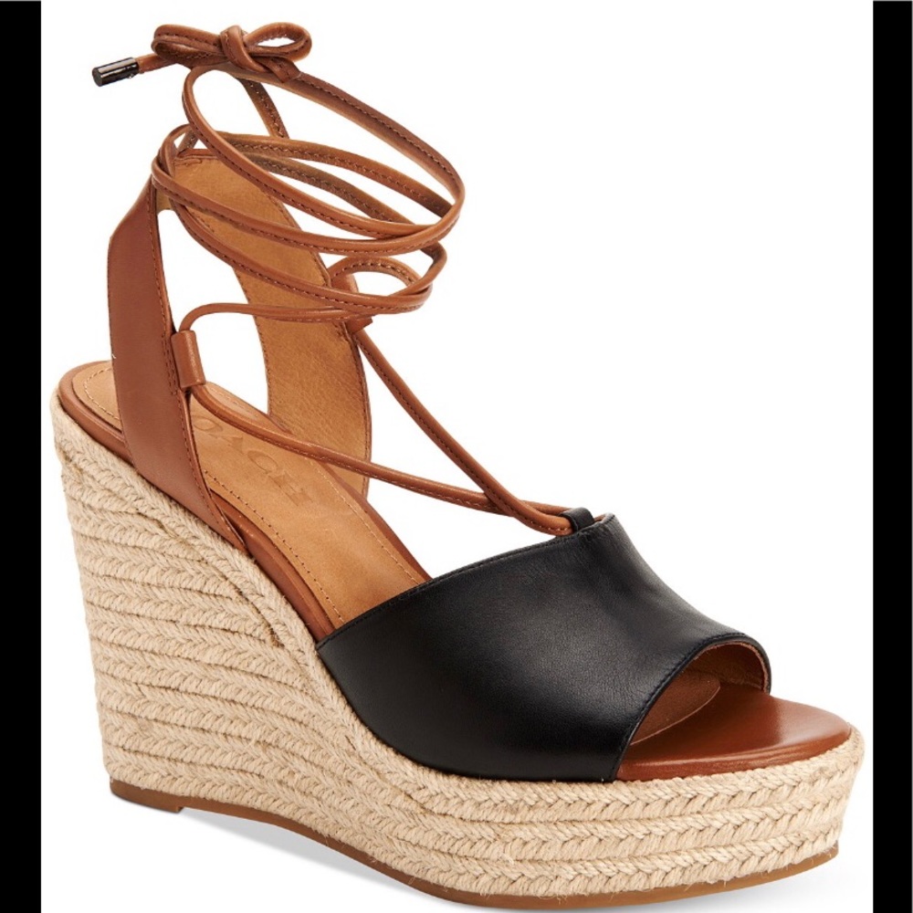 COACH Dana Espadrilles Size Black Leather
